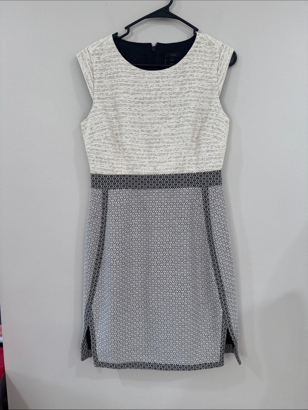 J. Crew NWT  Black & White Textured Fit-and-Flare mixed print chic Dress